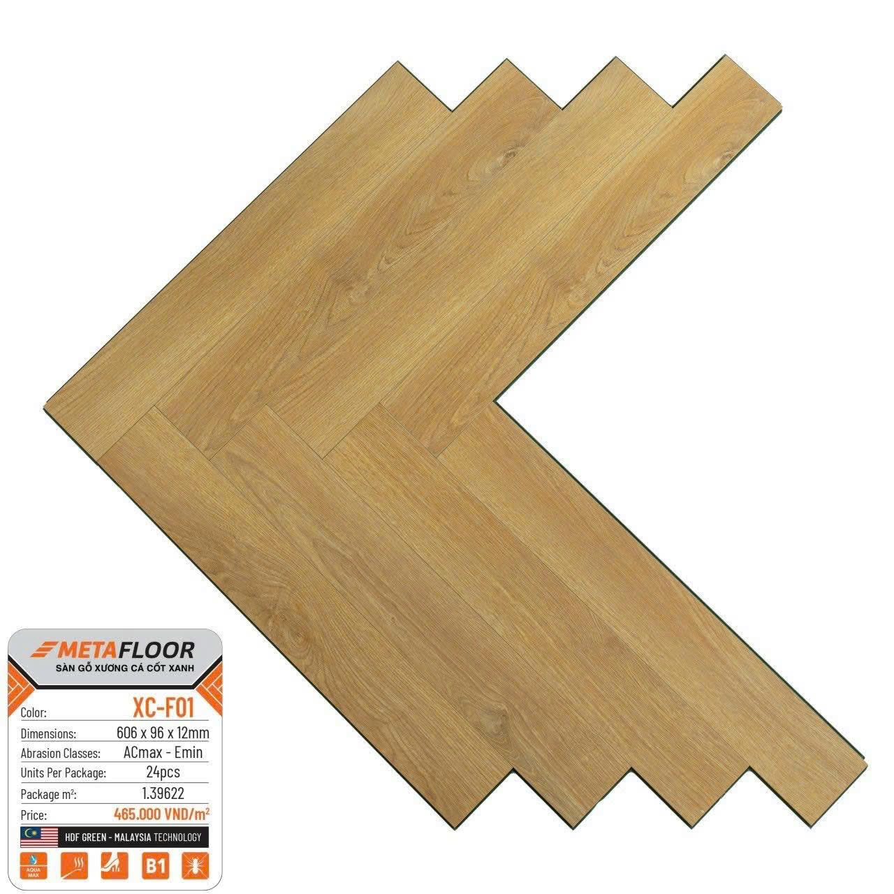 Sàn gỗ xương cá cốt xanh MetaFloor XC-F01