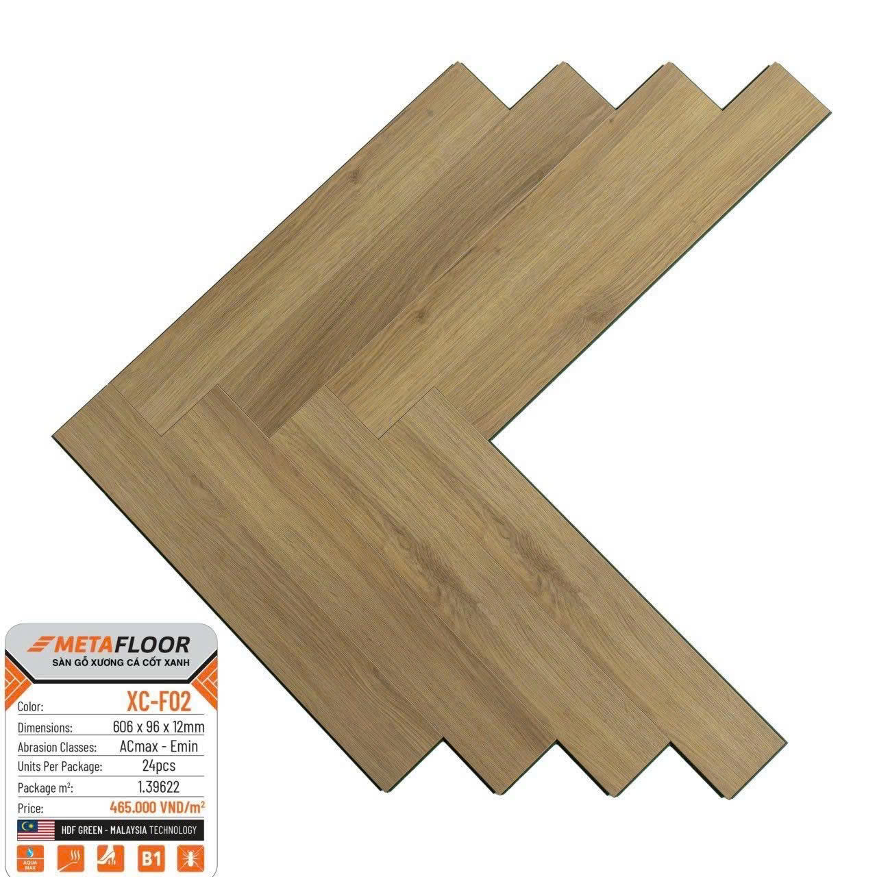 Sàn gỗ xương cá cốt xanh MetaFloor XC-F02