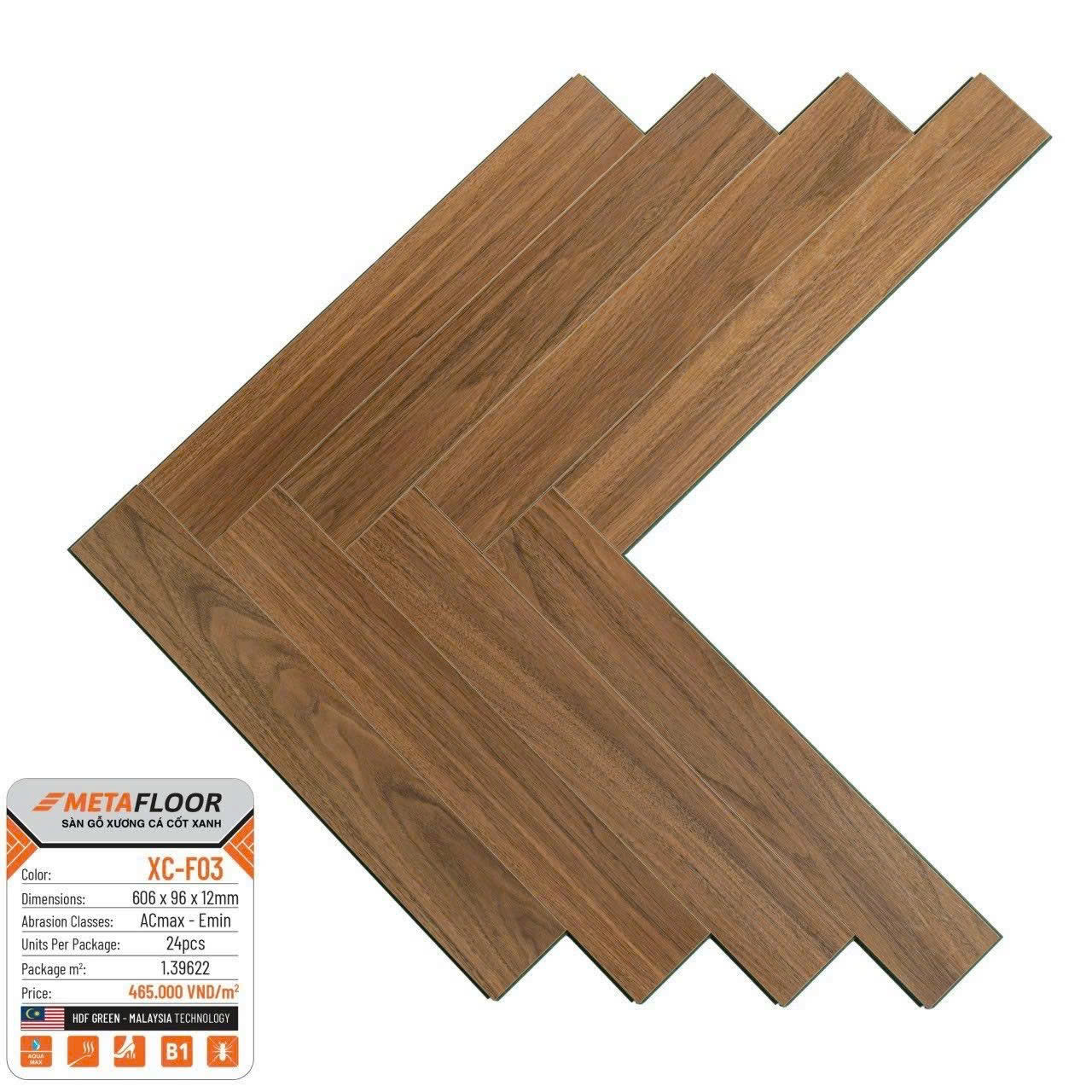 Sàn gỗ xương cá cốt xanh MetaFloor XC-F03