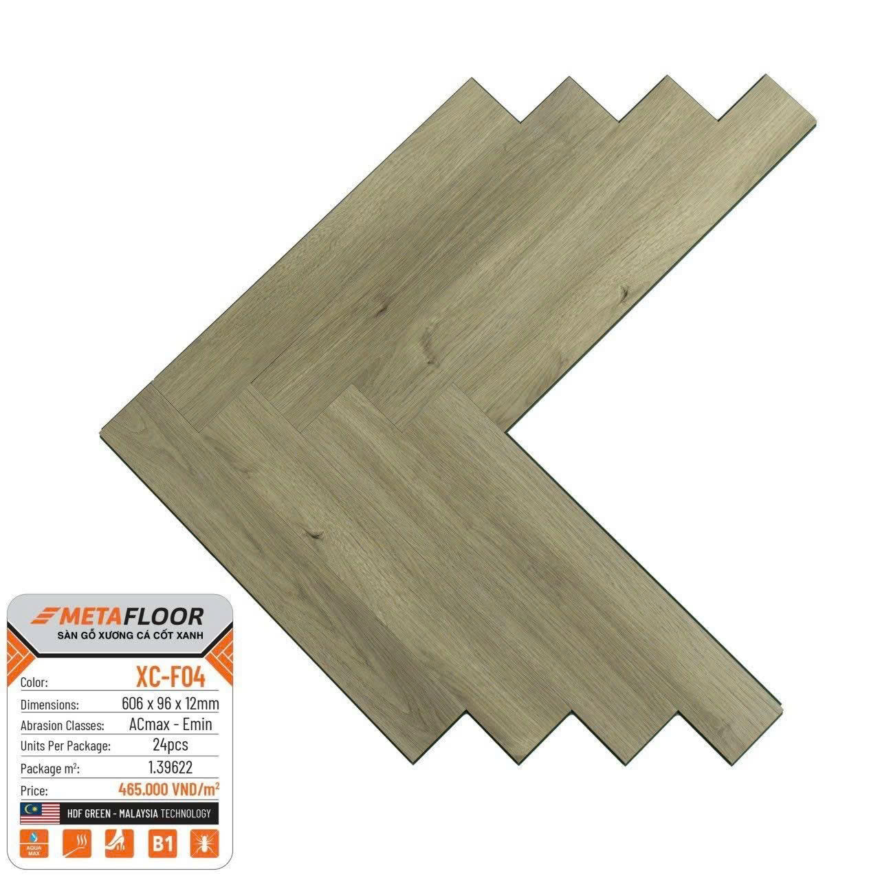 Sàn gỗ xương cá cốt xanh MetaFloor XC-F04